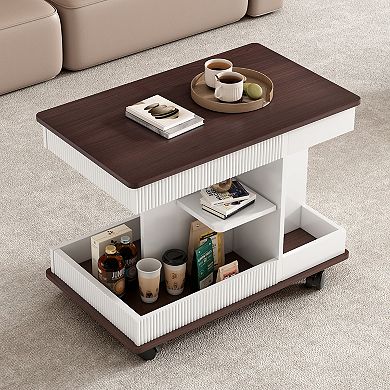 Merax Adjustable End Table with Wheels, Modern Multifunctional Sofa Side Table