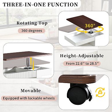 Merax Adjustable End Table with Wheels, Modern Multifunctional Sofa Side Table