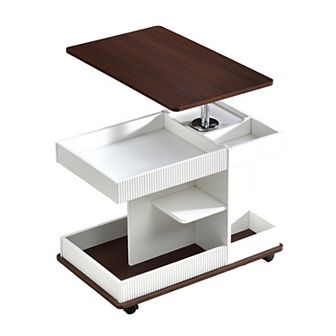 Merax Adjustable End Table with Wheels, Modern Multifunctional Sofa Side Table