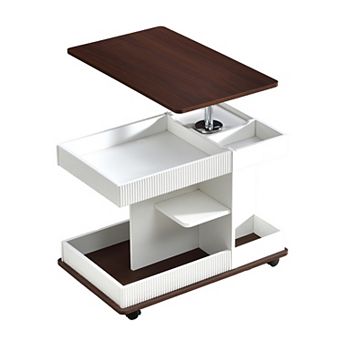 Merax Adjustable End Table with Wheels, Modern Multifunctional Sofa Side Table
