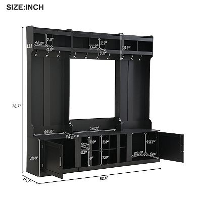 Merax 4-IN-1 Multi-functional Entryway Bench with Coat Rack and Shoe Cubbies