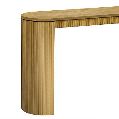 Merax Curved Design Console Table with Unique Vertical Stripe Design