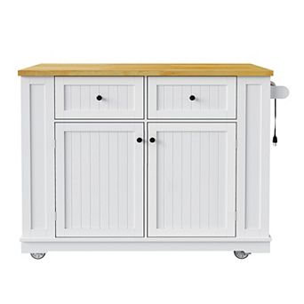 Merax Large Kitchen Island with Drop Leaf，Rolling Kitchen Storage Cart