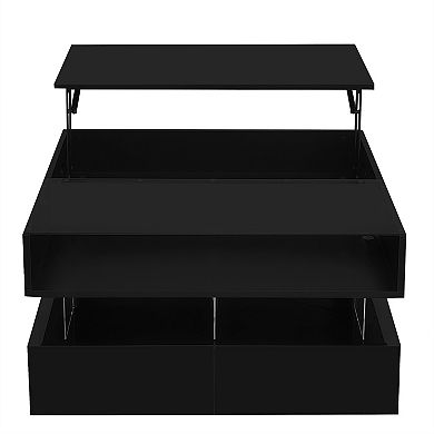 Merax Lift-Top Coffee Table with 2 Drawers, Modern Square Coffee Table