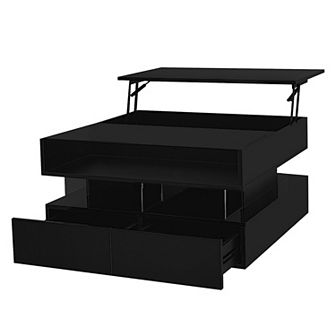 Merax Lift-Top Coffee Table with 2 Drawers, Modern Square Coffee Table