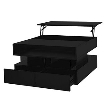 Merax Lift-Top Coffee Table with 2 Drawers, Modern Square Coffee Table