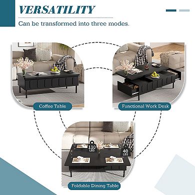 Merax Lift-Top Coffee Table with 2 Drawers, Modern Space Saving Center Table
