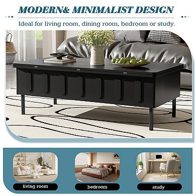 Merax Lift-Top Coffee Table with 2 Drawers, Modern Space Saving Center Table