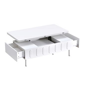 Merax Lift-Top Coffee Table with 2 Drawers, Modern Space Saving Center Table