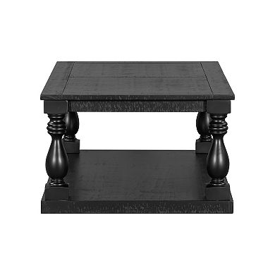 Merax Vintage Coffee Table Featuring Artistic Vase Column Legs and Luxurious Pine Veneer for Timeles