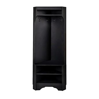 Merax Versatile Entryway Coat Rack, Minimalist Corner Hall Tree with Shoe Bench
