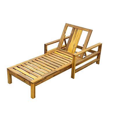 Merax Acacia Wood Adjustable Backrest Outdoor Lounge Chair