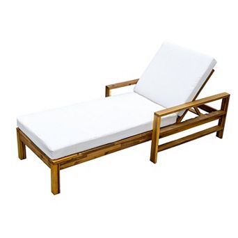 Merax Acacia Wood Adjustable Backrest Outdoor Lounge Chair