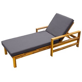 Merax Acacia Wood Adjustable Backrest Outdoor Lounge Chair
