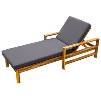 Merax Acacia Wood Adjustable Backrest Outdoor Lounge Chair