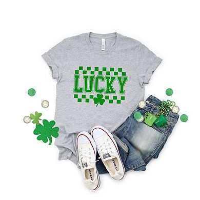 Checkered Lucky Shamrock Short Sleeve Graphic Tee
