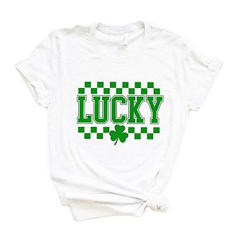 Checkered Lucky Shamrock Short Sleeve Graphic Tee