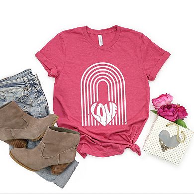 Rainbow Love Heart Distressed - Women's Short Sleeve Graphic T-Shirt