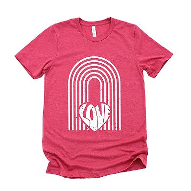 Rainbow Love Heart Distressed - Women's Short Sleeve Graphic T-Shirt