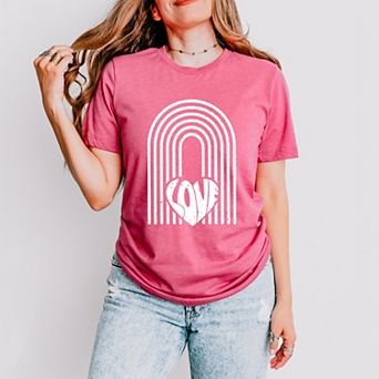 Rainbow Love Heart Distressed - Women's Short Sleeve Graphic T-Shirt