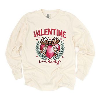 Coquette Valentine Vibes Garment Dyed Long Sleeve Tees