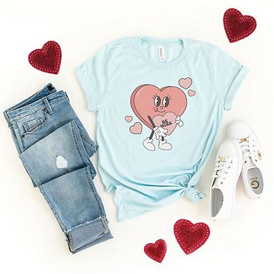 Be Mine Heart Cartoon Short Sleeve Graphic Tee