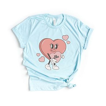 Be Mine Heart Cartoon Short Sleeve Graphic Tee