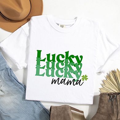 Lucky Mama Stacked Garment Dyed Tees