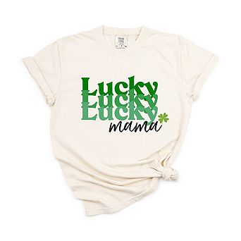 Lucky Mama Stacked Garment Dyed Tees