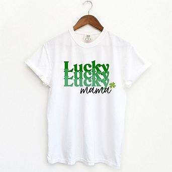 Lucky Mama Stacked Garment Dyed Tees