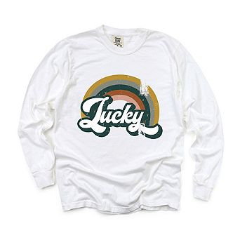 Lucky Rainbow Garment Dyed Long Sleeve Tees