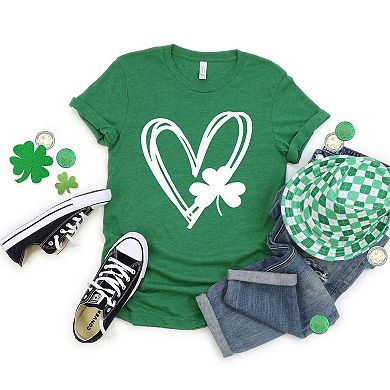 Simply Sage Market Hand Drawn Heart With Shamrock Short Sleeve Tee