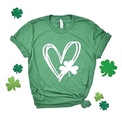 Simply Sage Market Hand Drawn Heart With Shamrock Short Sleeve Tee