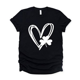 Simply Sage Market Hand Drawn Heart With Shamrock Short Sleeve Tee