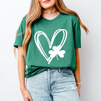 Simply Sage Market Hand Drawn Heart With Shamrock Short Sleeve Tee