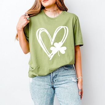 Simply Sage Market Hand Drawn Heart With Shamrock Short Sleeve Tee