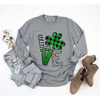 Love Shamrock Garment Dyed Long Sleeve Tees