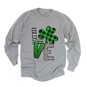 Love Shamrock Garment Dyed Long Sleeve Tees