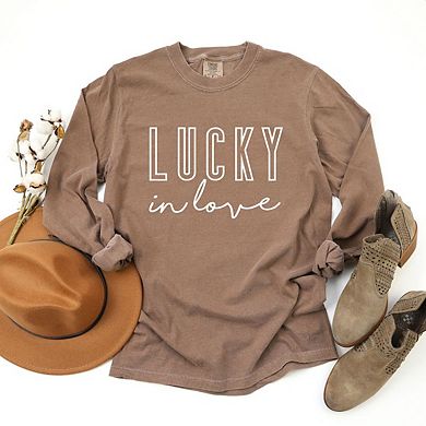 Lucky In Love Garment Dyed Long Sleeve Tees