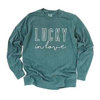 Lucky In Love Garment Dyed Long Sleeve Tees