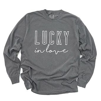 Lucky In Love Garment Dyed Long Sleeve Tees