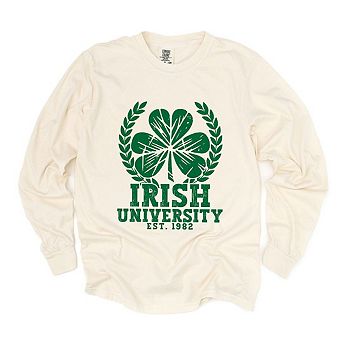 Irish University Garment Dyed Long Sleeve Tees