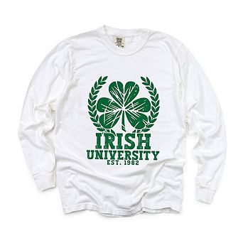 Irish University Garment Dyed Long Sleeve Tees