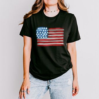 Simply Sage Market American Flag Smudged Short Sleeve Tee