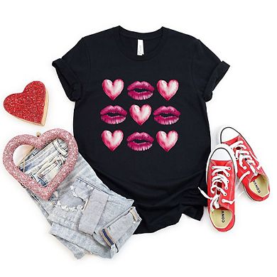 Hearts And Lips Chart Short Sleeve Graphic Tee