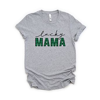 Lucky Mama Buffalo Plaid Short Sleeve Graphic Tee