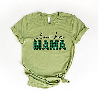 Lucky Mama Buffalo Plaid Short Sleeve Graphic Tee