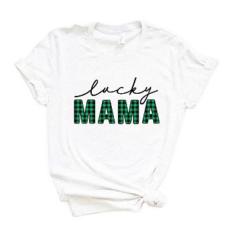 Lucky Mama Buffalo Plaid Short Sleeve Graphic Tee