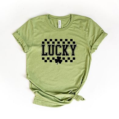 Simply Sage Market Checkered Lucky Shamrock Short Sleeve Tee