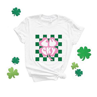 Lucky Clover Checkered Short Sleeve Graphic Tee